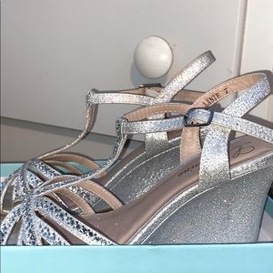 Lauren Lorraine Silver Glitter Heels
